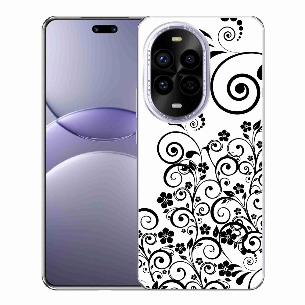 Gél borítás mmCase a Huawei Nova 13 Pro 5G-n - fekete és fehér virágminták