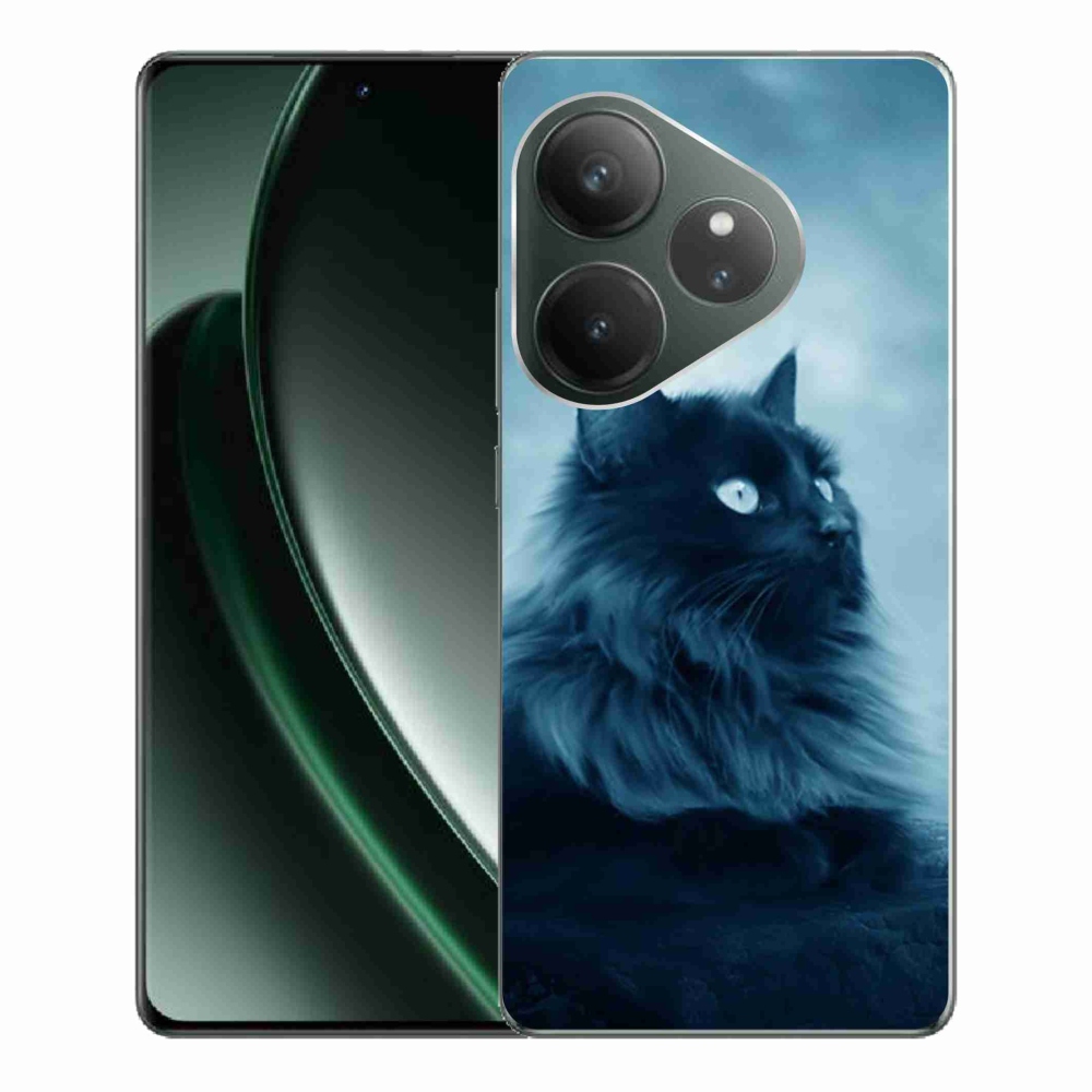 Gél tok mmCase a Realme GT 6 5G/GT 6T 5G számára - fekete macska 1