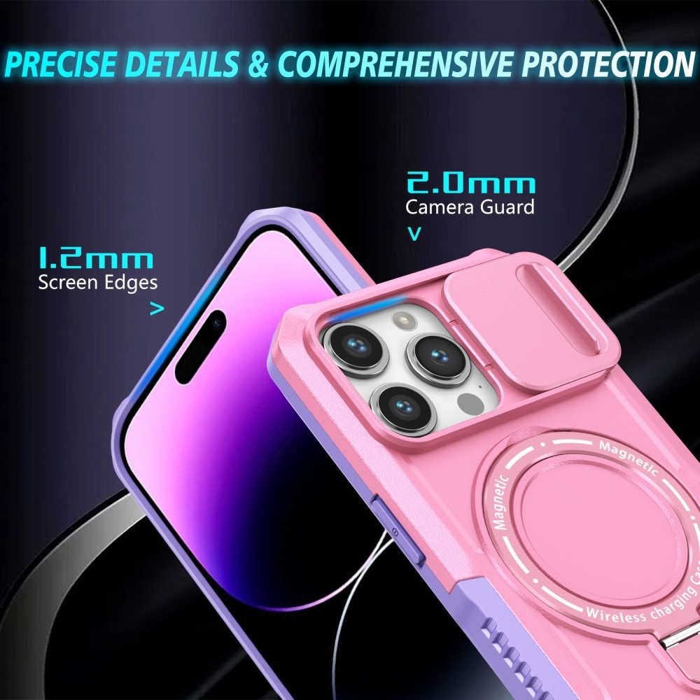 Katonai tartós védőburkolat MagSafe-vel iPhone 14 Pro Max készülékhez - lila/rózsaszín