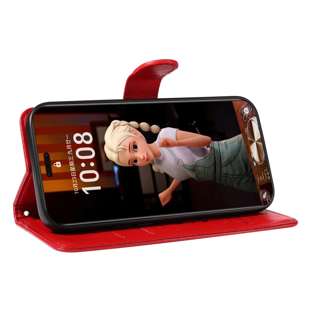 Virágos könyv tok a Honor Magic 7 Pro 5G készülékhez - piros