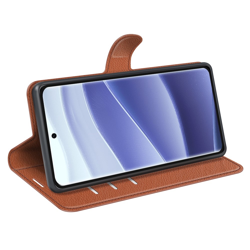 Litchi könyv tok a Xiaomi Redmi Note 14 Pro 5G/Poco X7 5G számára - barna