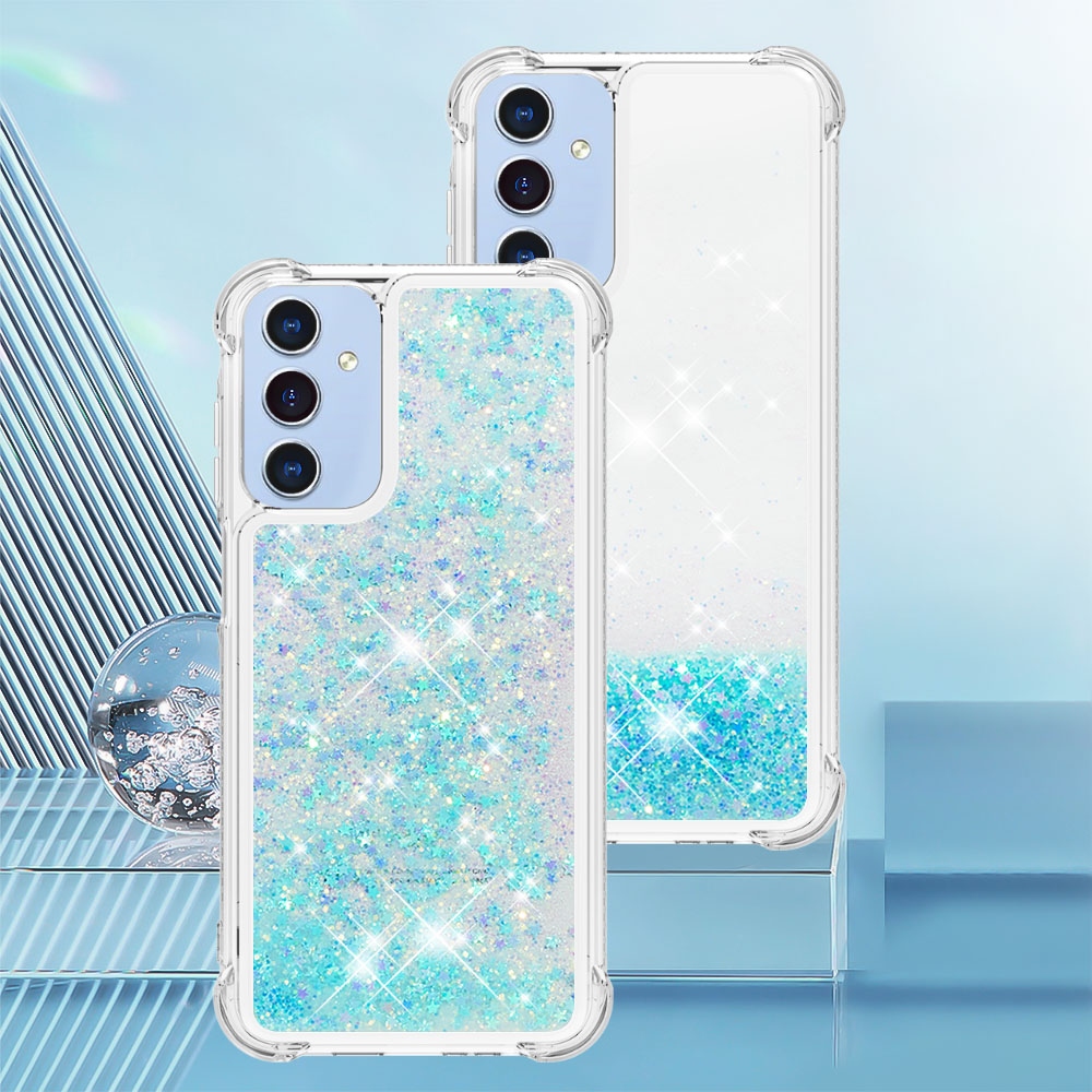 Glitter homokóra zselés tok Samsung Galaxy A17 4G/5G - kék / csillagok
