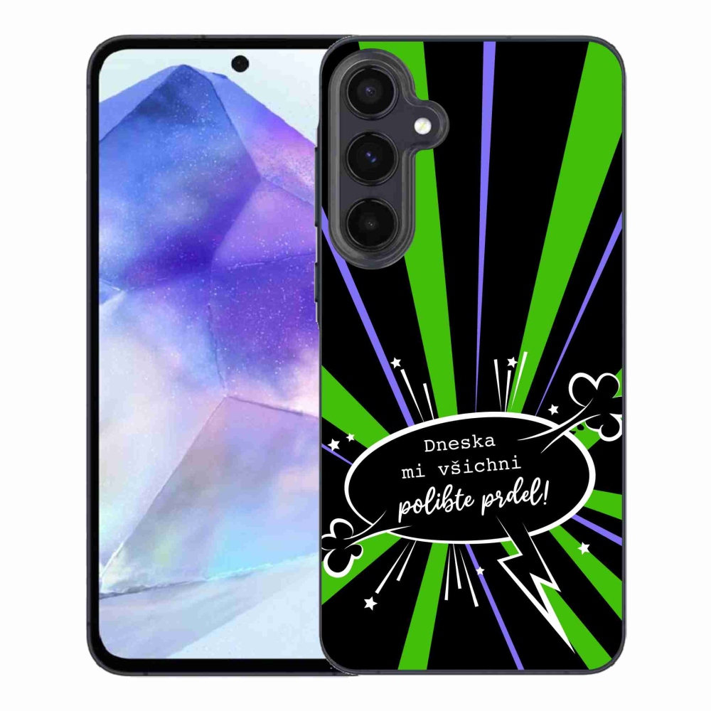 Gél borító mmCase Samsung Galaxy A55 5G - vicces szöveg 15 fekete háttérrel