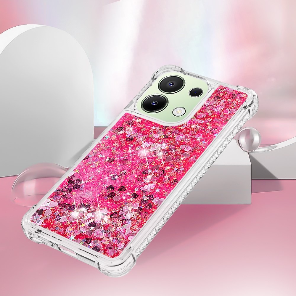 Glitter zselés homokóra tok Xiaomi Redmi Note 13-hoz - rózsaszín/szívek