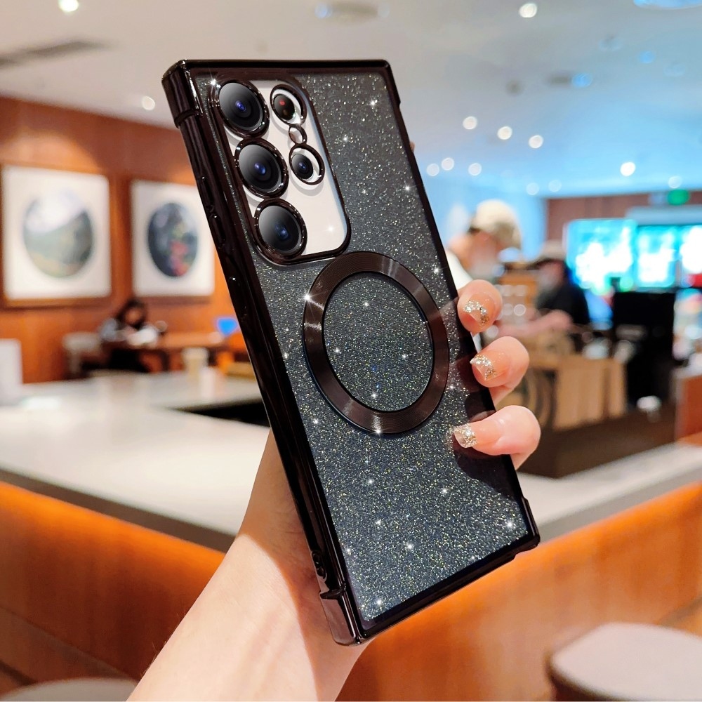 Fokozatos zselés csillogó tok MagSafe támogatással Samsung Galaxy S25 Ultra készülékhez - fekete