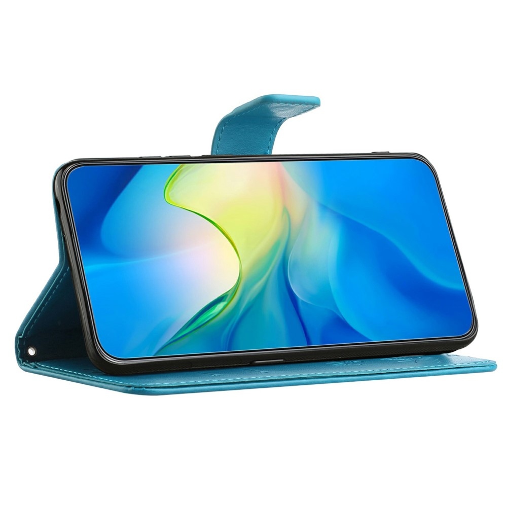 Virágos könyvtáska Samsung Galaxy A26 5G - kék