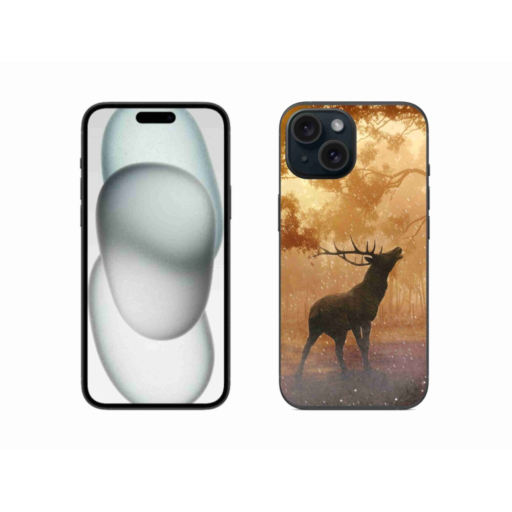Zselés borítás mmCase iPhone 15 készülékhez - szarvas a szarvasbőgésben