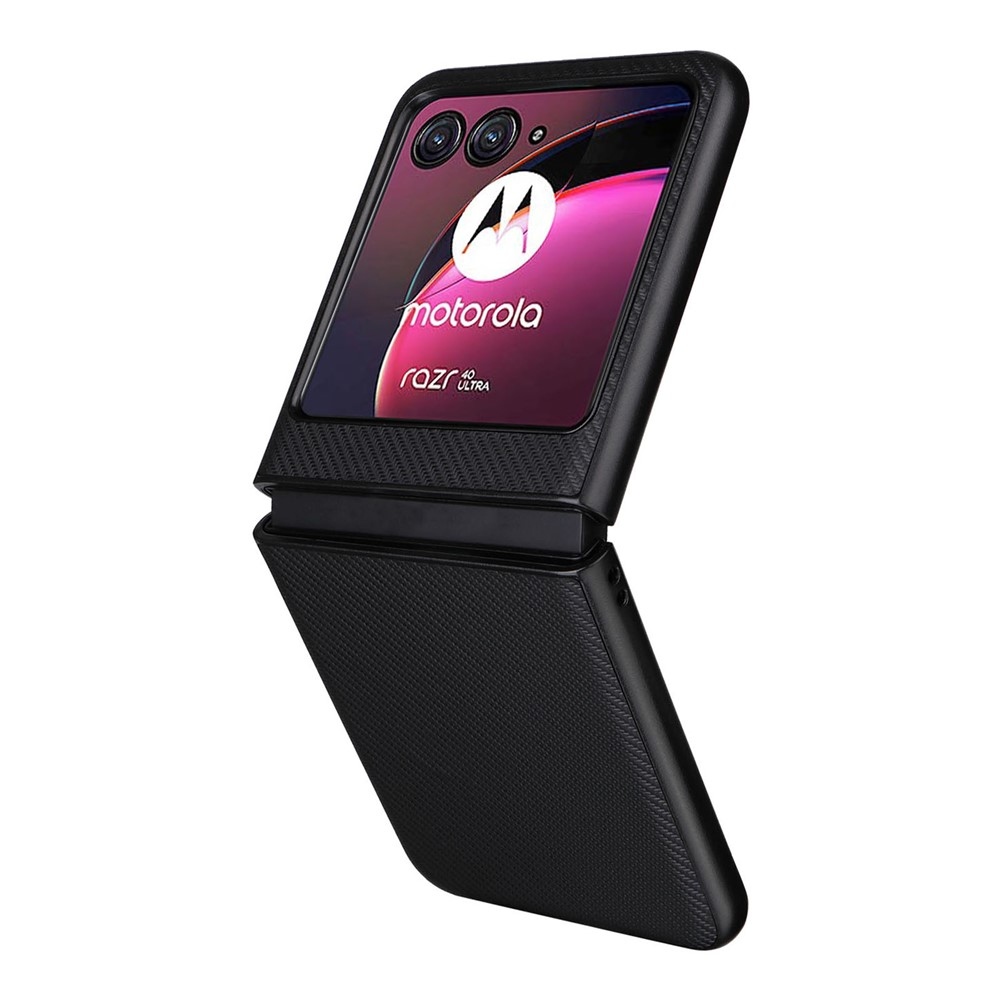 Textúrás műanyag borítás műbőrrel a Motorola Razr 40 Ultra 5G készülékre - fekete