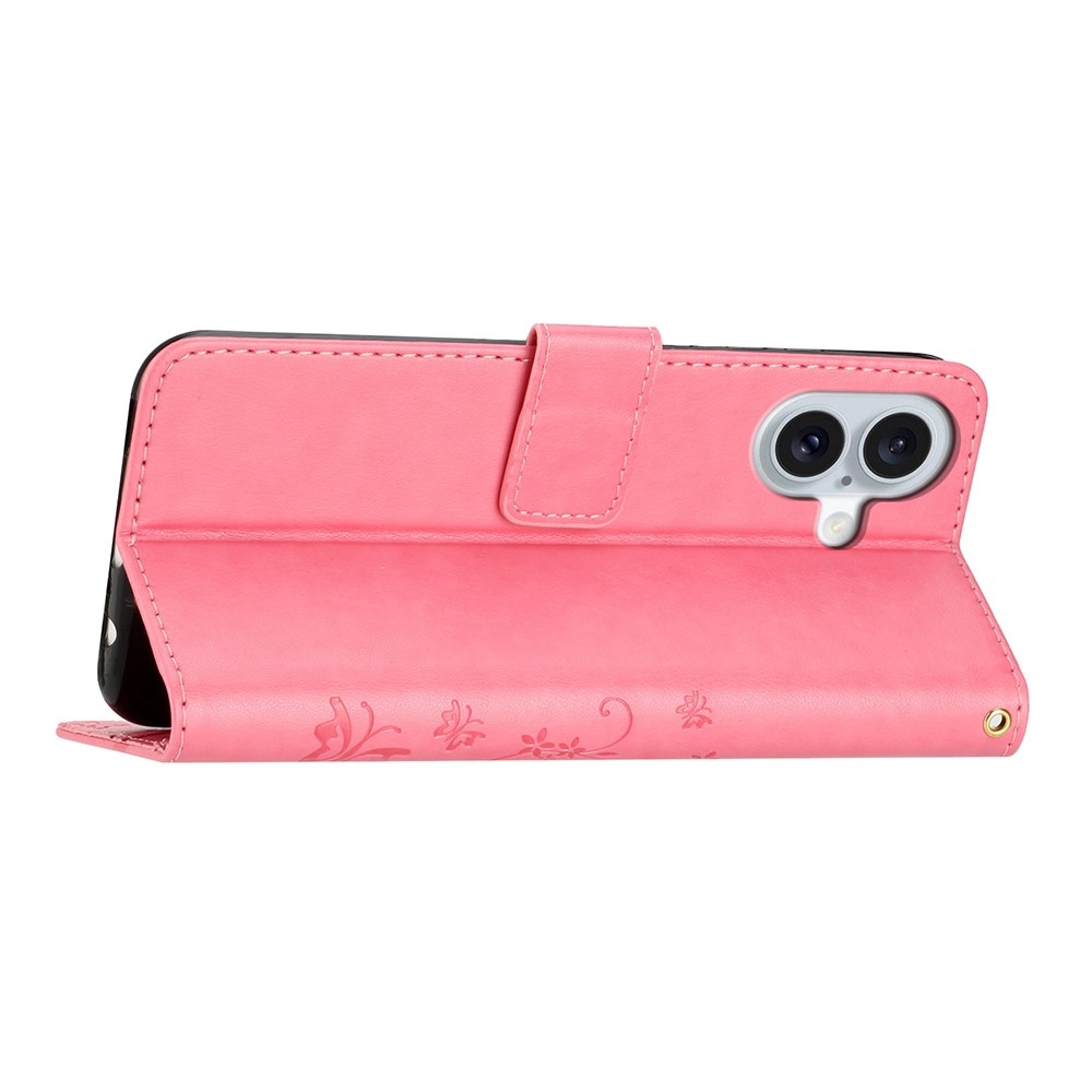 Virágok könyvtáska iPhone 17 készülékhez - rózsaszín