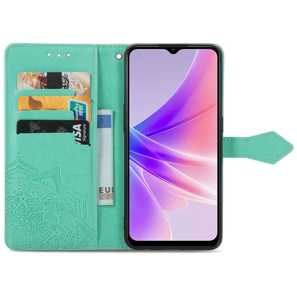 Mandala könyvtáska a Realme Narzo 50 készülékhez - teal színű