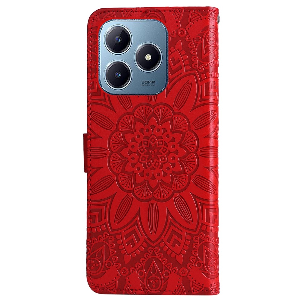 Napraforgó könyvtáska Realme Note 60-hoz - piros