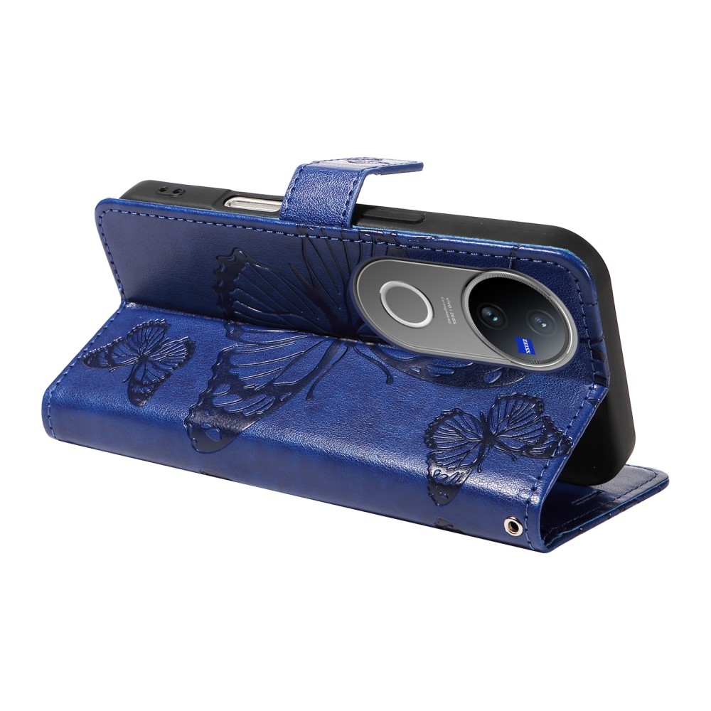 Nagy pillangó könyv tok a Vivo V50 5G-hez - kék