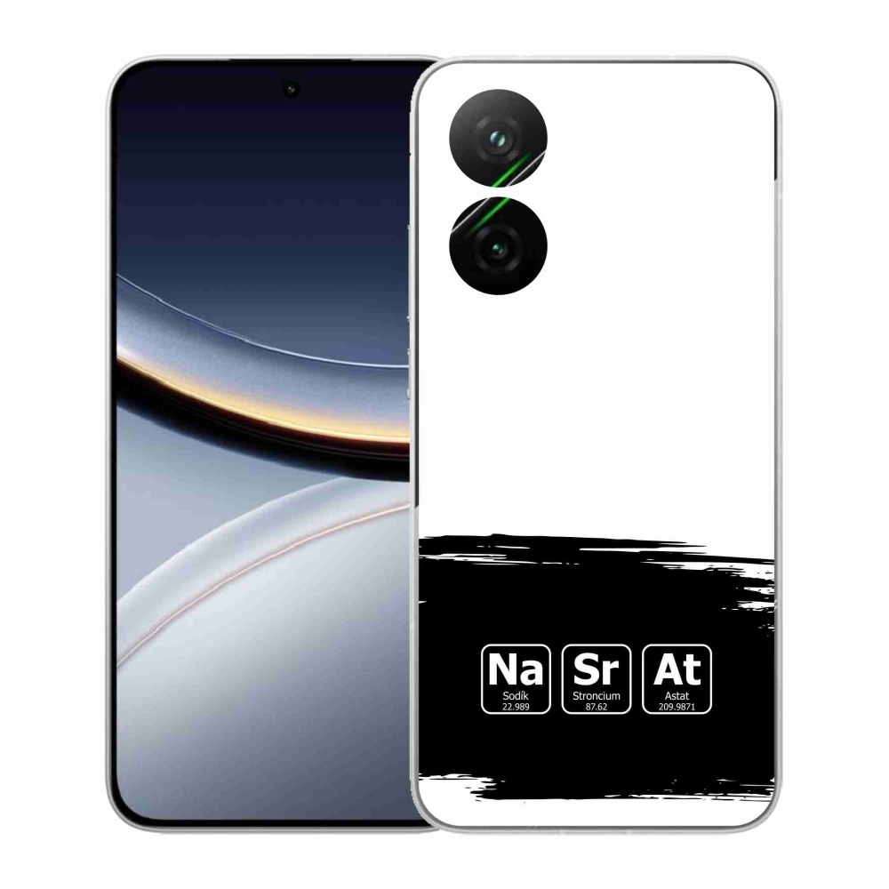 Gél borító mmCase a Xiaomi Poco F7 5G-n - kémiai elemek fekete és fehér háttérrel