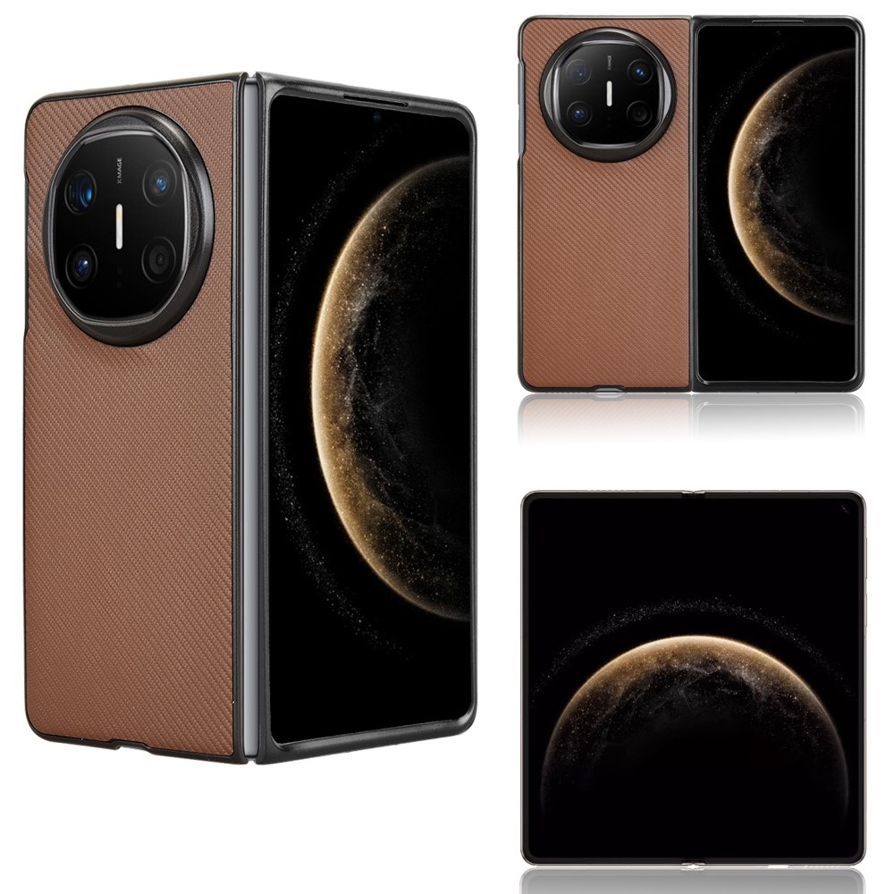 Textúrás műanyag borítás műbőrrel a Huawei Mate X6-on - barna