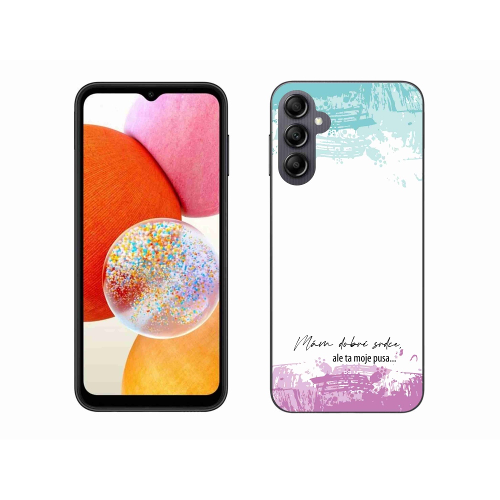 Gél borító mmCase Samsung Galaxy A14 4G/5G - vicces szöveg 3 fehér háttérrel