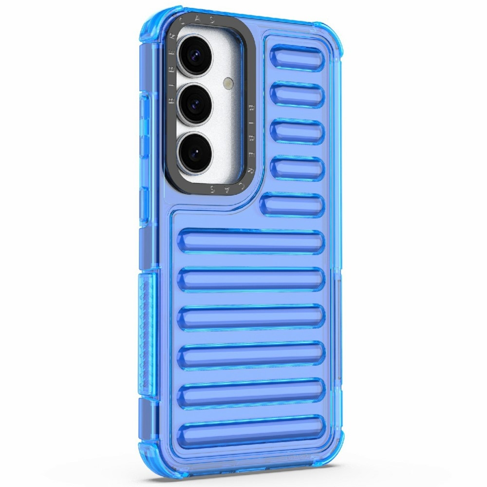 Csíkos tartós borító Samsung Galaxy S25 készülékhez - kék