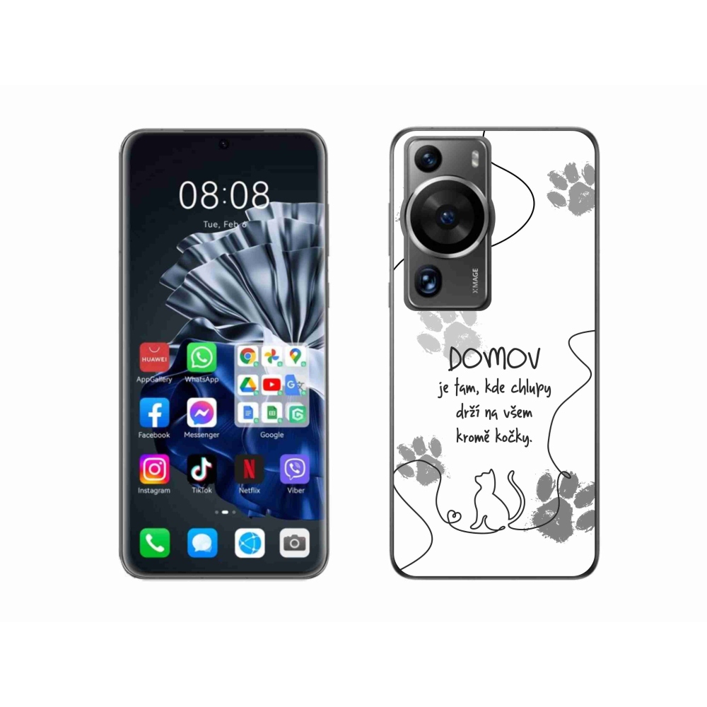 Gél borító mmCase a Huawei P60 Pro készülékhez - macska motívum fehér háttérrel
