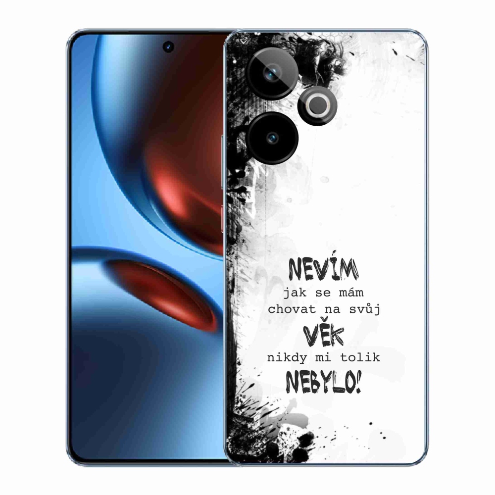 Rugalmas gél tok mmCase képzeletbeli Realme GT 7 5G/GT 7T 5G - vicces szöveg 14 fehér háttérrel