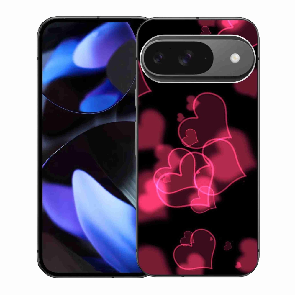 Zselés borítás mmCase a Google Pixel 9/9 Pro készülékhez - piros szívek