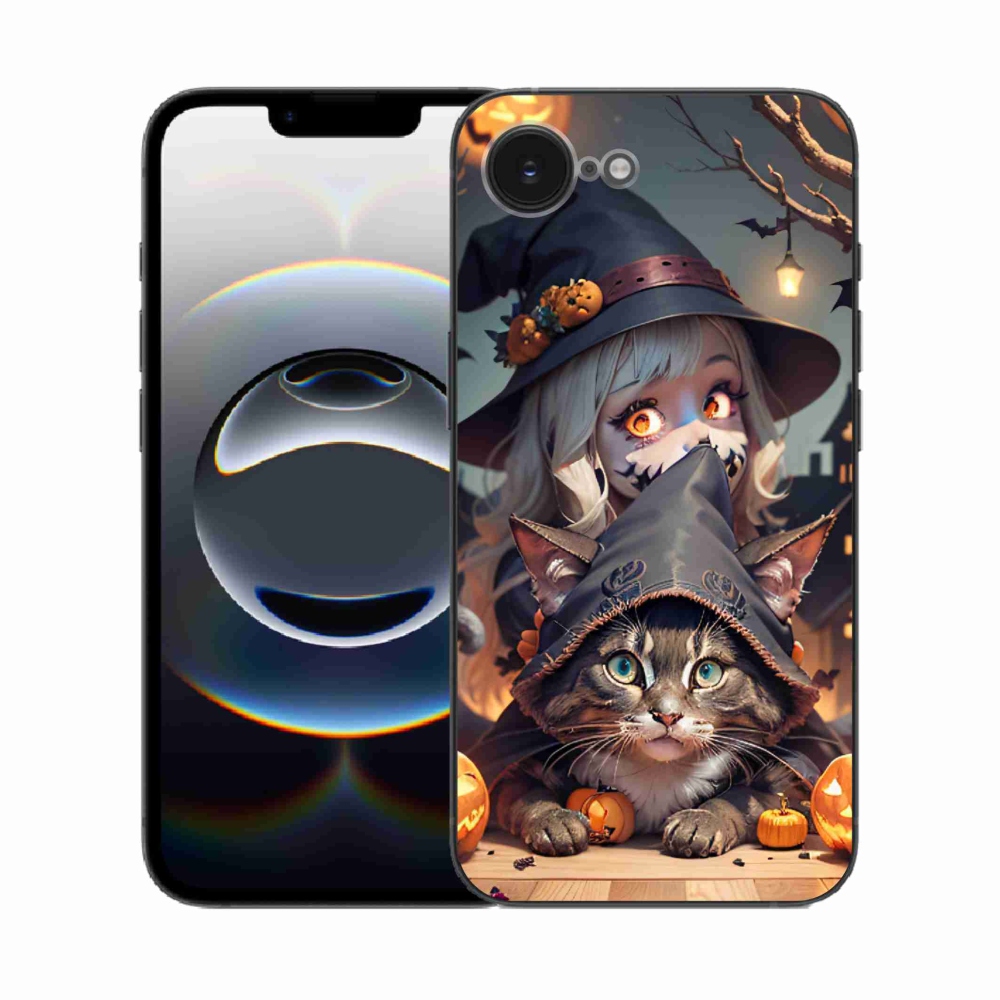 Zselés borítás mmCase iPhone 16e készülékhez - boszorkány macskával