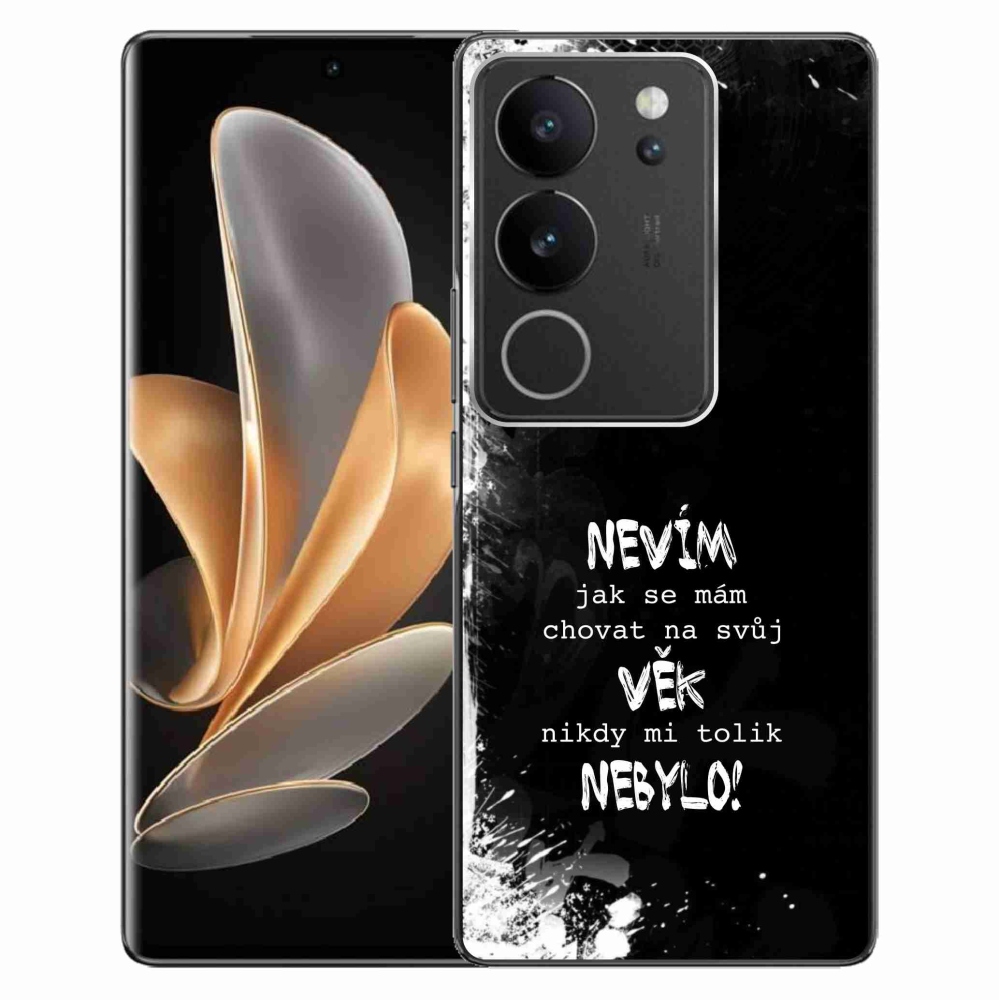 Gél borító mmCase a Vivo V29 5G készülékhez - vicces szöveg 14 fekete háttér