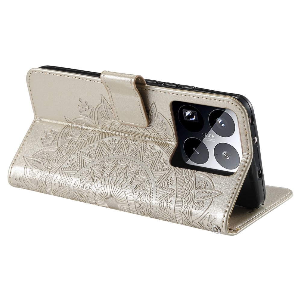 Mandala könyv tok Xiaomi 15 Pro-hoz - arany színű