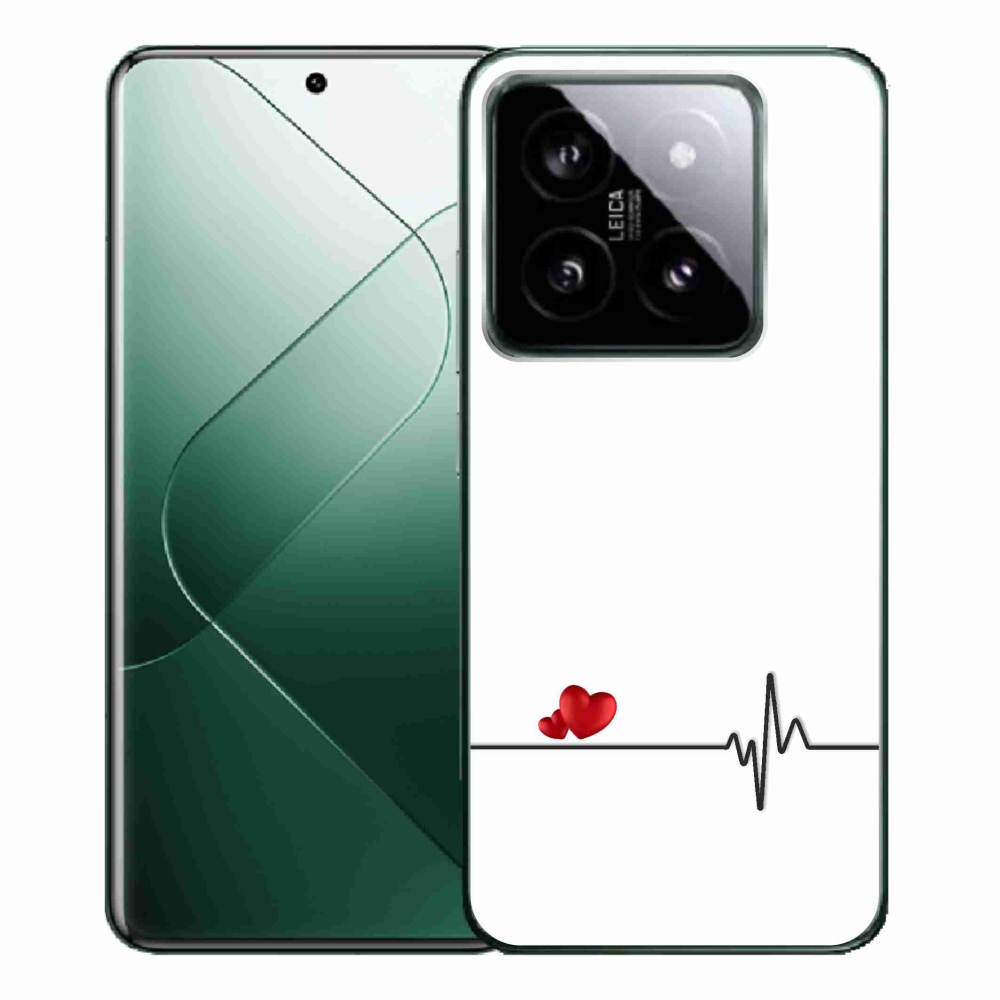 Gél borító mmCase a Xiaomi 14 Pro-hoz - szív és szívverés fehér háttérrel