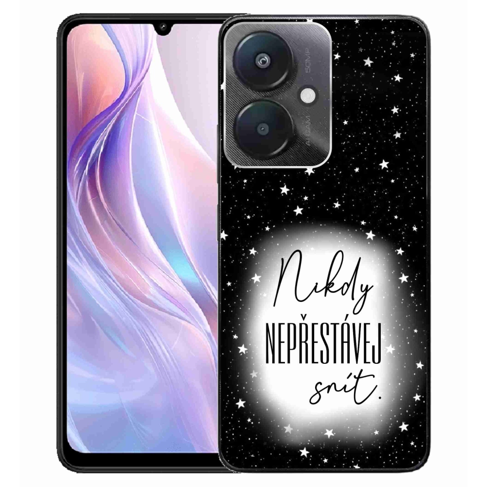 Gél borító mmCase a Xiaomi Redmi 13C 5G számára - idézet 1 fehér és fekete háttérrel