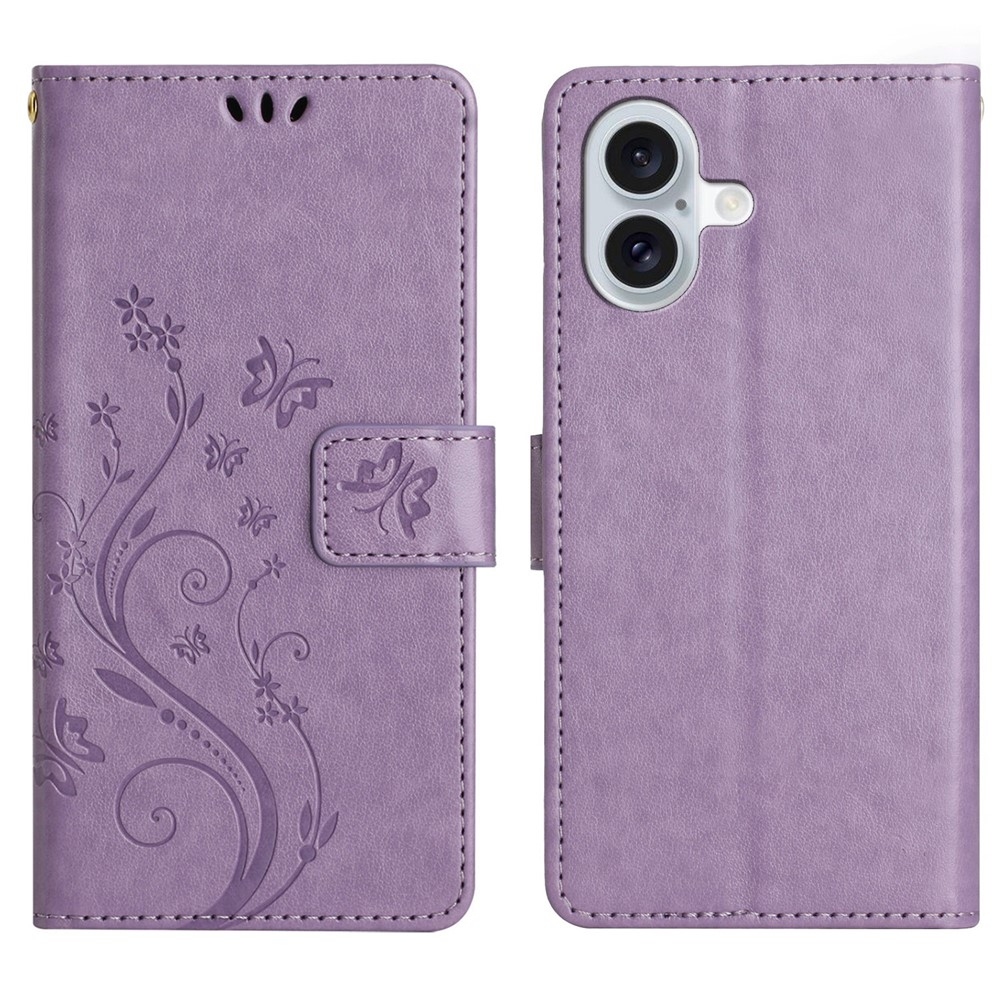 Virágok könyvtáska iPhone 17 készülékhez - világos lila