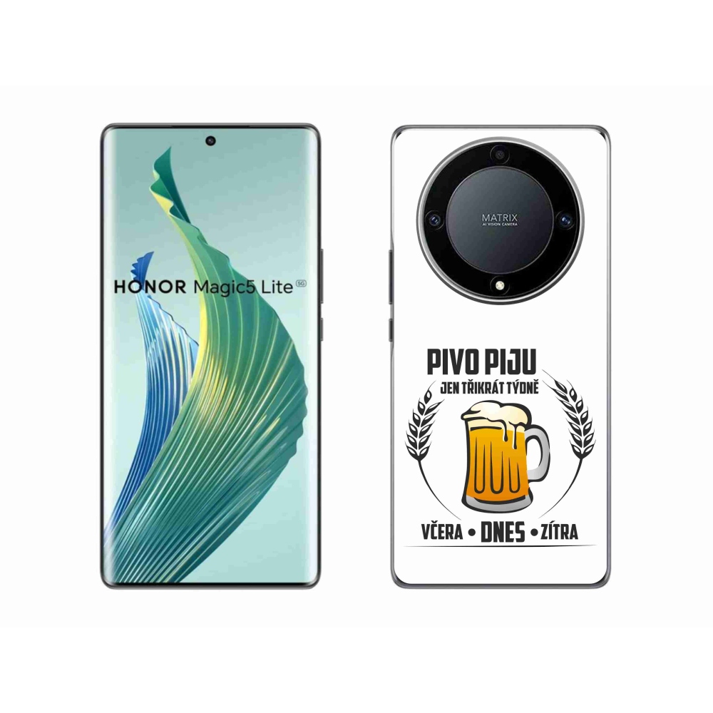 Gél borító mmCase a Honor Magic 5 Lite 5G készülékhez - sör motívum fehér háttérrel