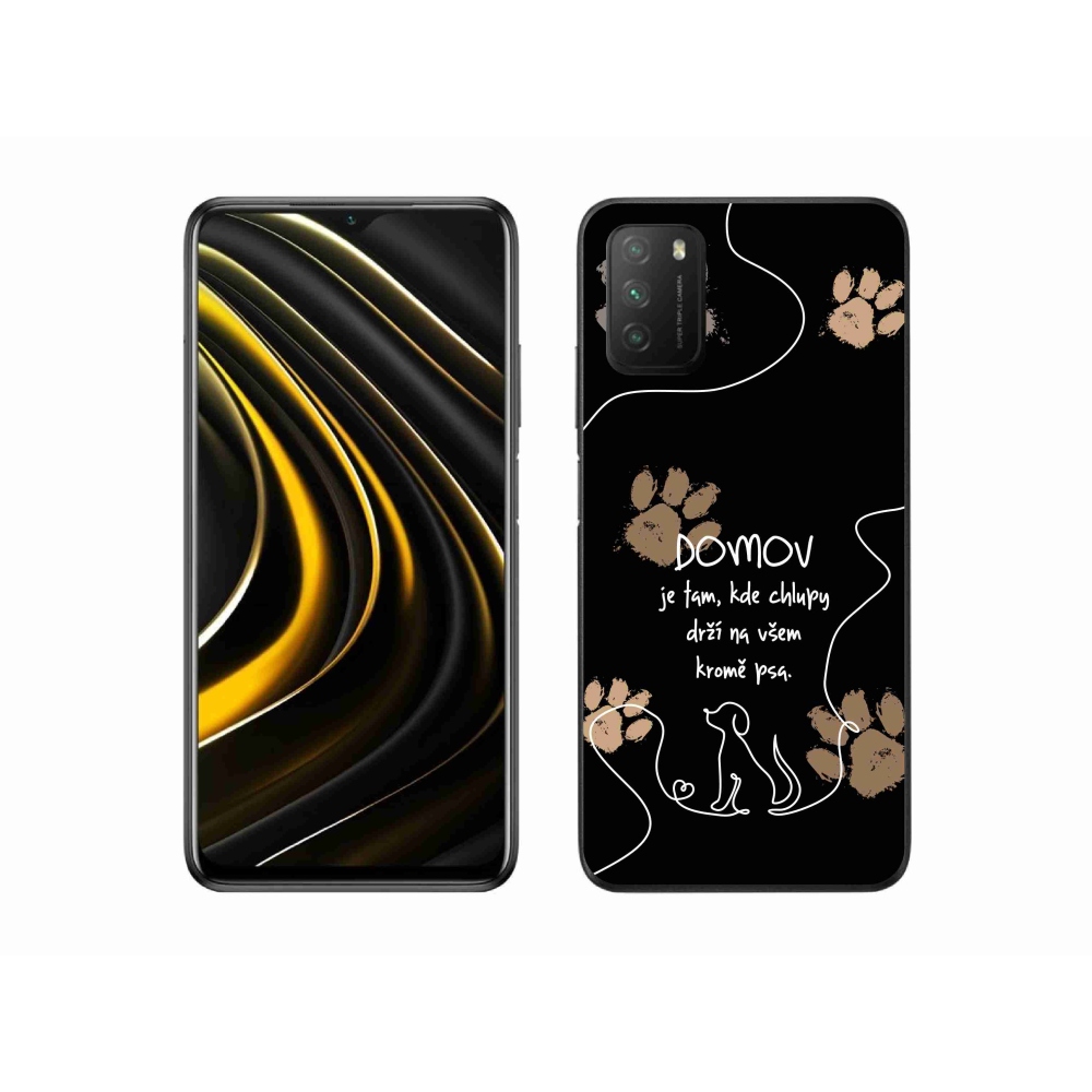 Gél borítás mmCase a Xiaomi Poco M3-hoz - kutya motívum fekete háttérrel