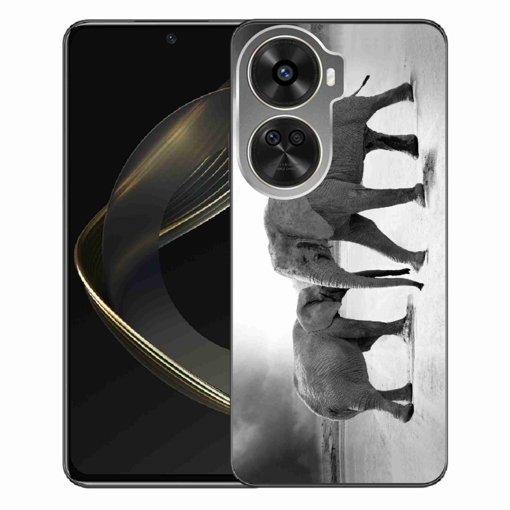 Gél borítás mmCase a Huawei Nova 12 SE számára - fekete és fehér elefántok