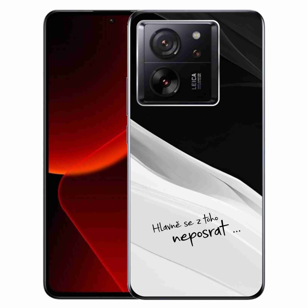 Gél borítás mmCase a Xiaomi 13T/13T Pro számára - vicces szöveg 13 fehér és fekete háttérrel