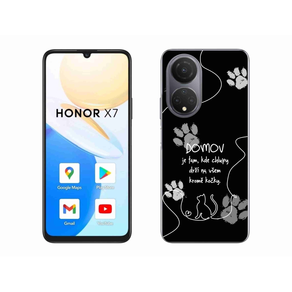Gél borító mmCase a Honor X7 készülékhez - macska motívum fekete háttérrel