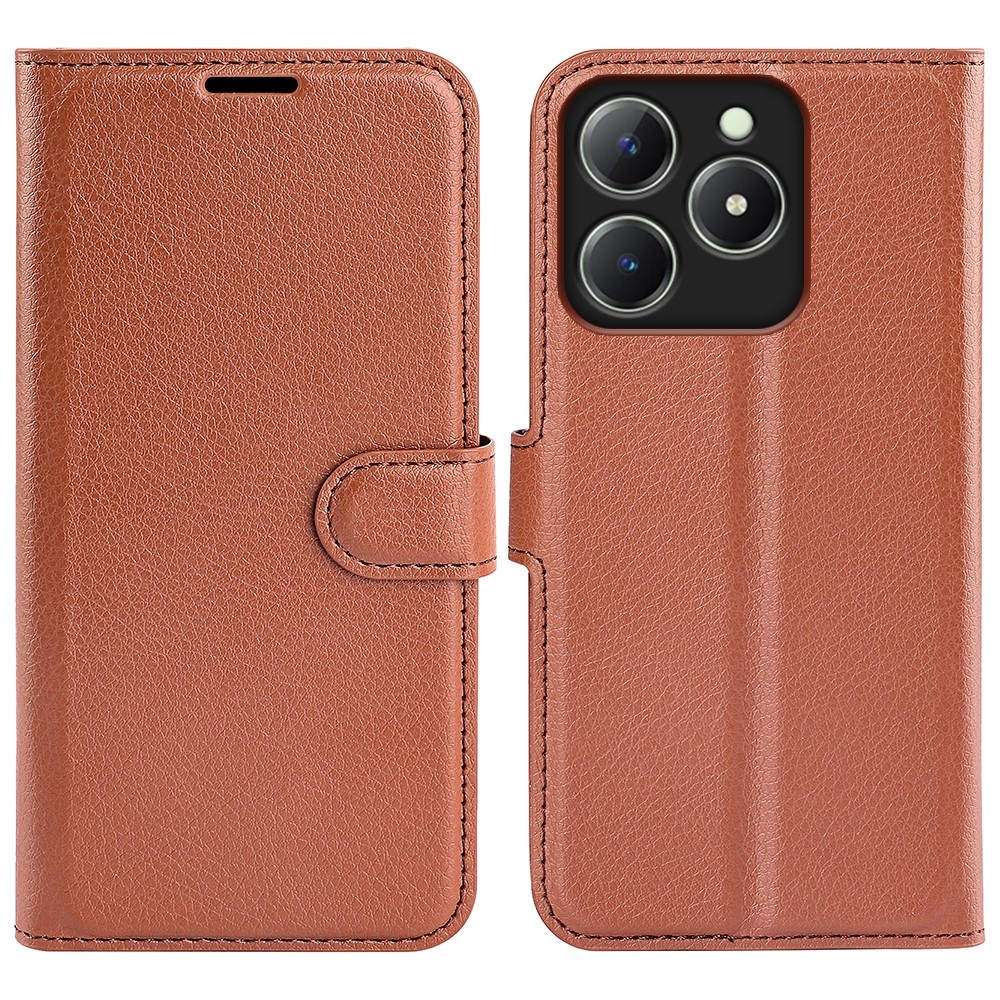 Litchi könyvtáska Realme C61/C63 készülékhez - barna