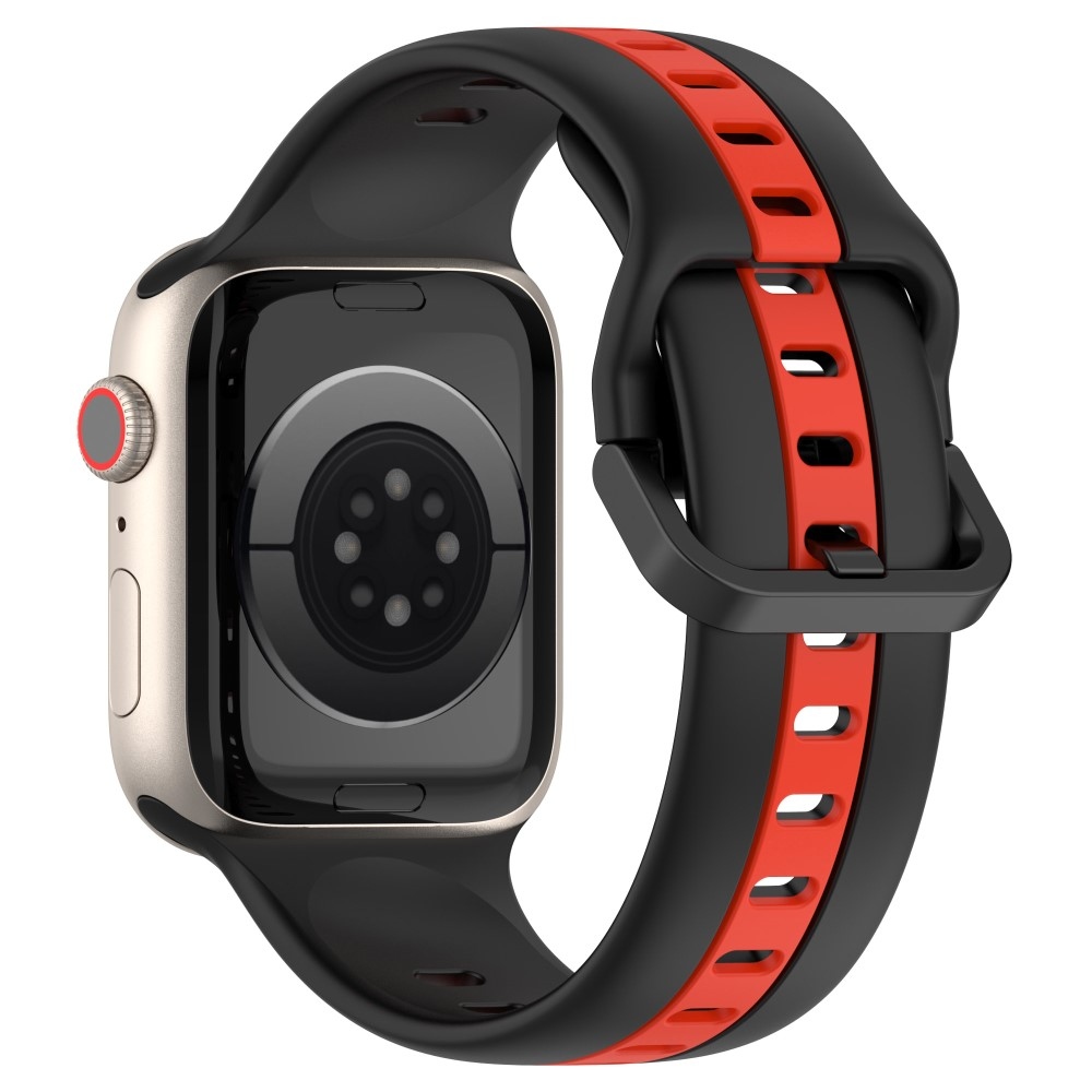Szíj szilikon szíj Apple Watch Ultra/Ultra 2 49mm/SE/SE 2022/2023 44mm/9/8/7 45mm/6/5/4 44mm/3/2/1 42 mm - fekete/piros