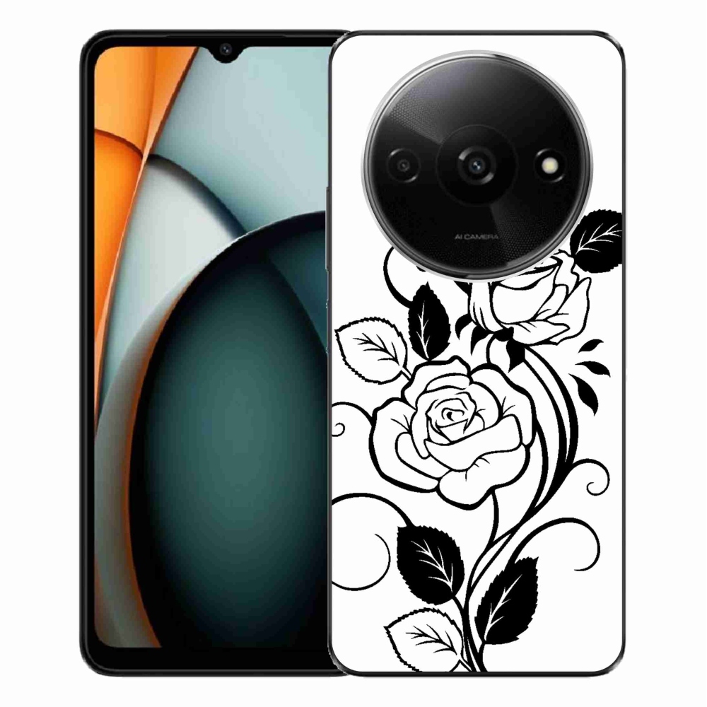 Gél borítás mmCase a Xiaomi Redmi A3-hoz - fekete és fehér rózsa