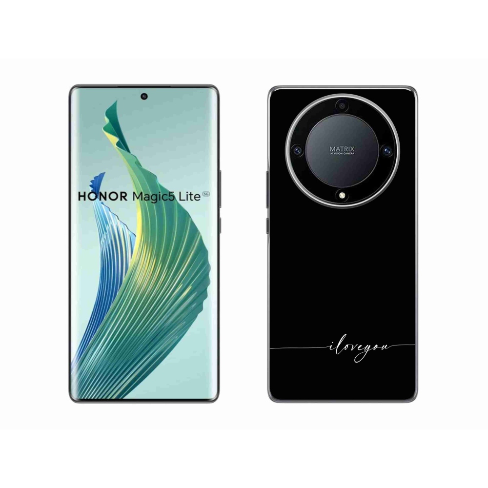Gél borító mmCase a Honor Magic 5 Lite 5G számára - Szeretlek fekete háttérrel