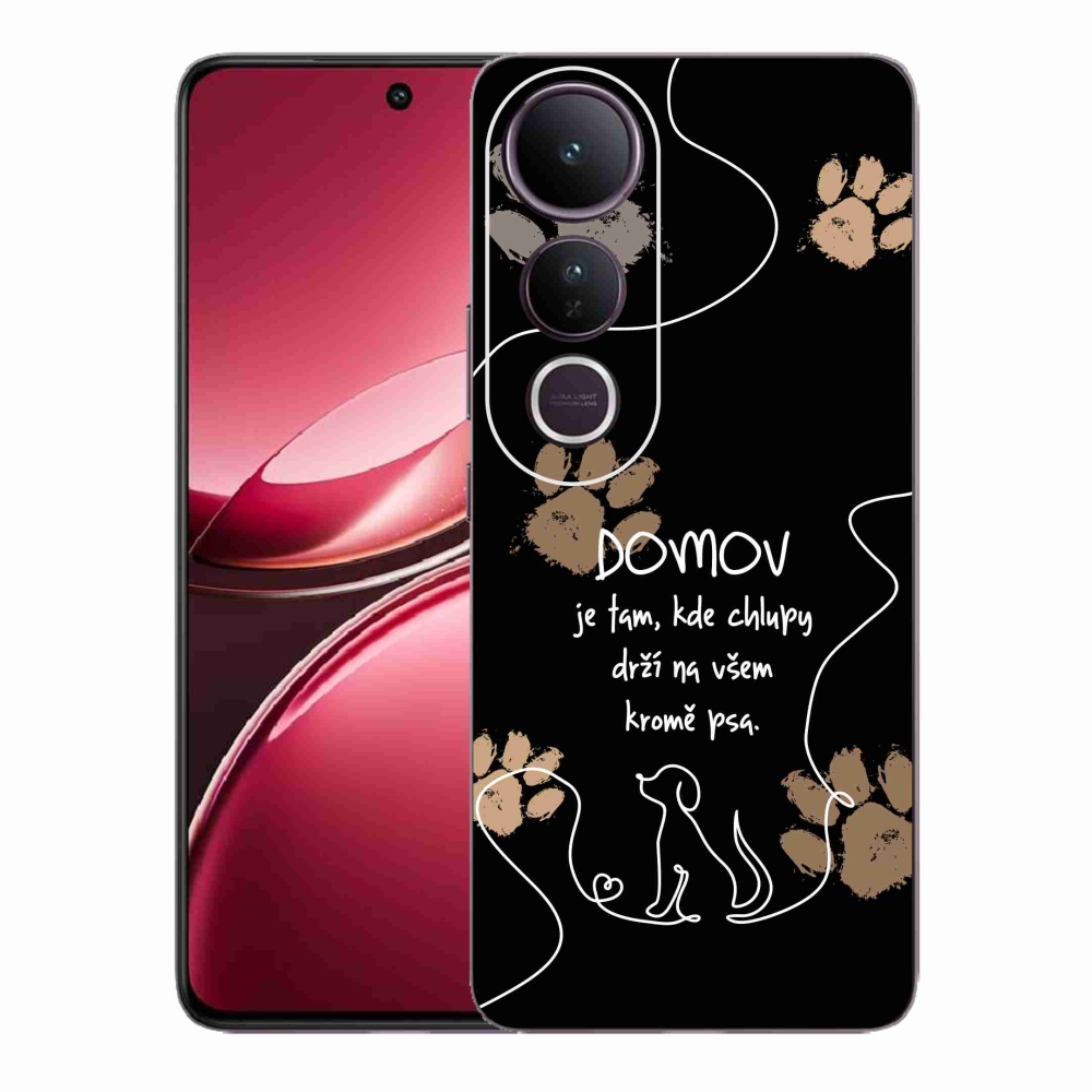 Gél borítás mmCase a Vivo V50 Lite 4G/5G készülékhez - kutya motívum fekete háttérrel