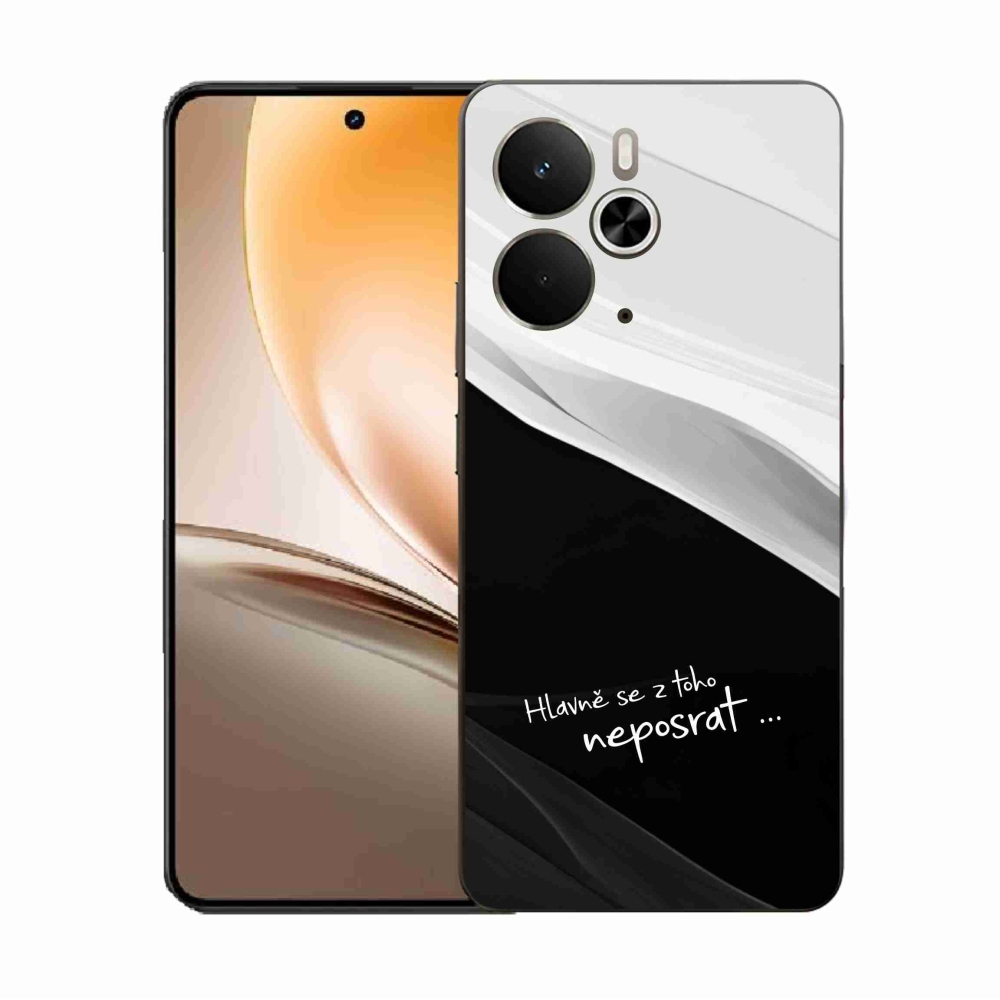 Gél borító mmCase a Realme 14 5G/14T 5G számára - vicces szöveg 13 fekete és fehér háttérrel