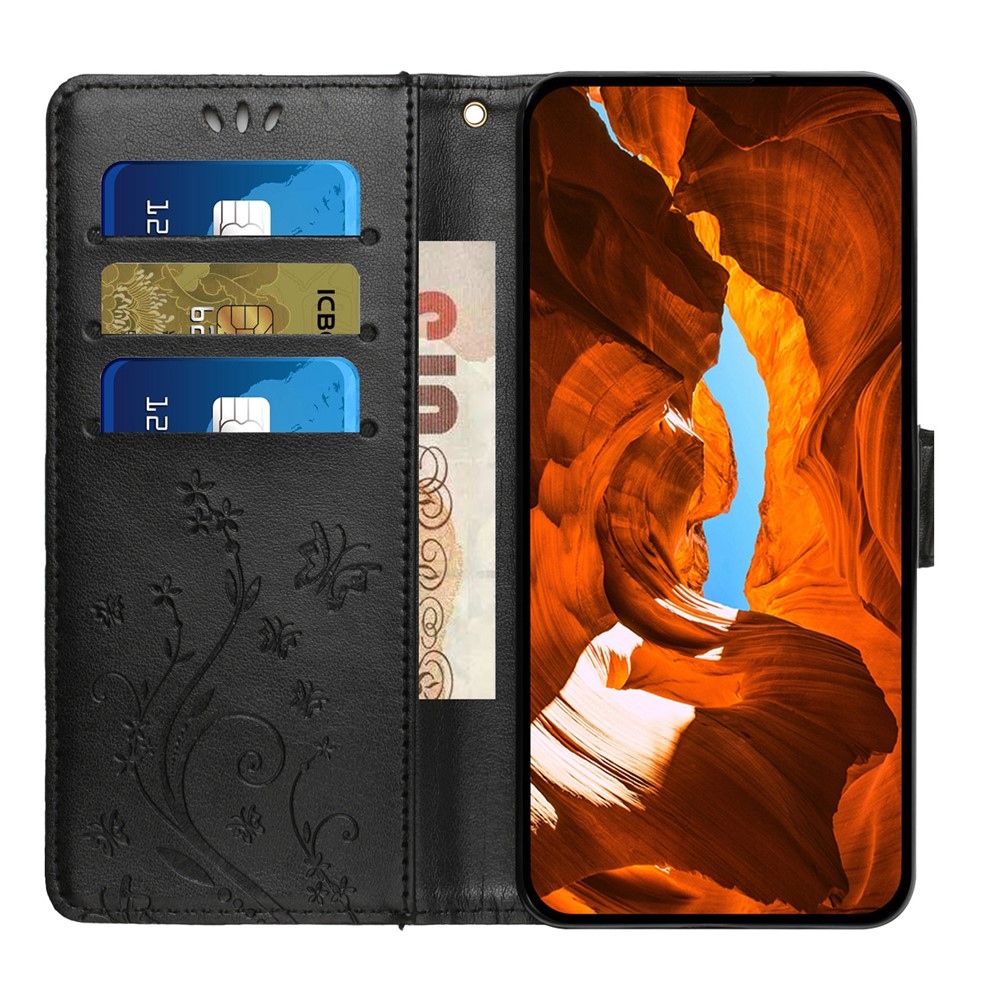 Virágok könyvtáska iPhone 17 készülékhez - fekete