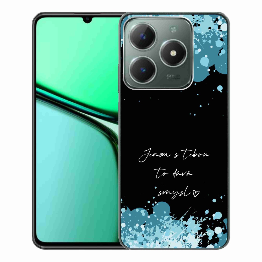 Gél borító mmCase a Realme C61 készülékhez - szerelmes szöveg fekete háttérrel