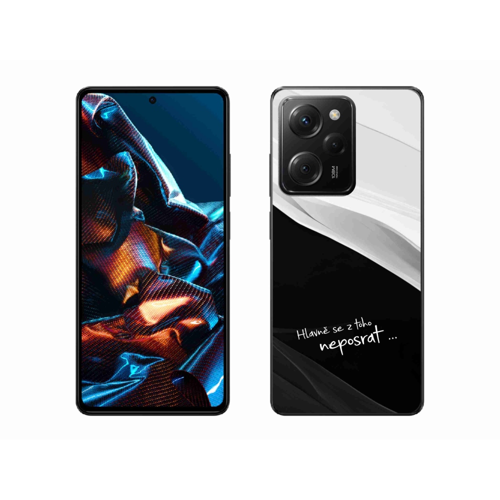 Gél borító mmCase a Xiaomi Poco X5 Pro 5G számára - vicces szöveg 13 fekete és fehér háttérrel