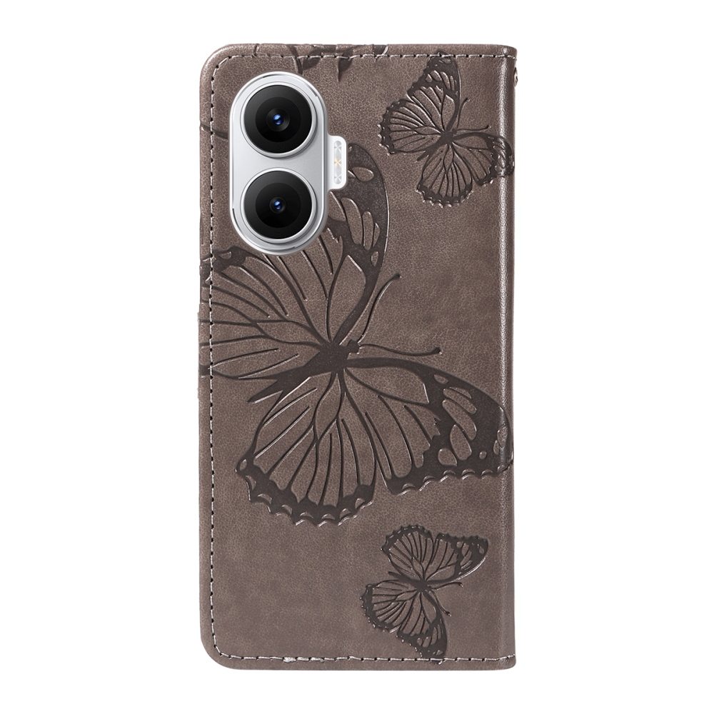 Nagy pillangó könyv tok a Xiaomi Poco F7 5G-hez - szürke