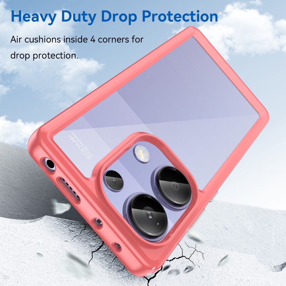 Gél tok kemény hátlappal a Xiaomi Redmi Note 13 Pro 4G/Poco M6 Pro számára - piros színű