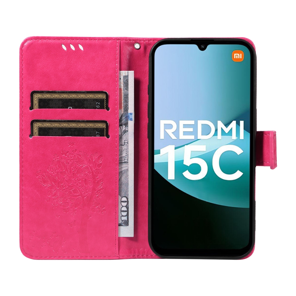 Fák könyve tok Xiaomi Redmi 15C 4G/5G (173mm) - rózsaszínű