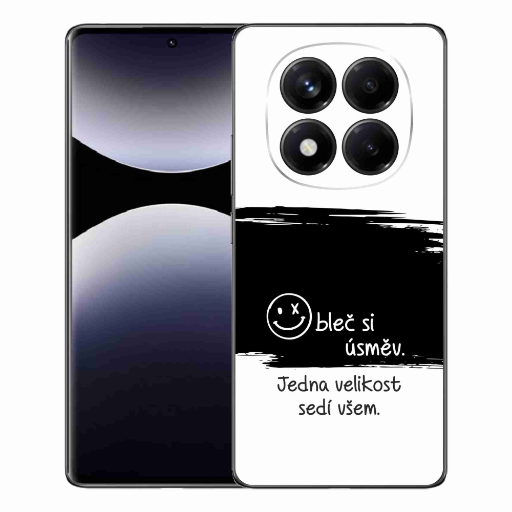 Gél borító mmCase a Xiaomi Redmi Note 14 Pro-hoz - vicces szöveg 8 fekete és fehér háttérrel