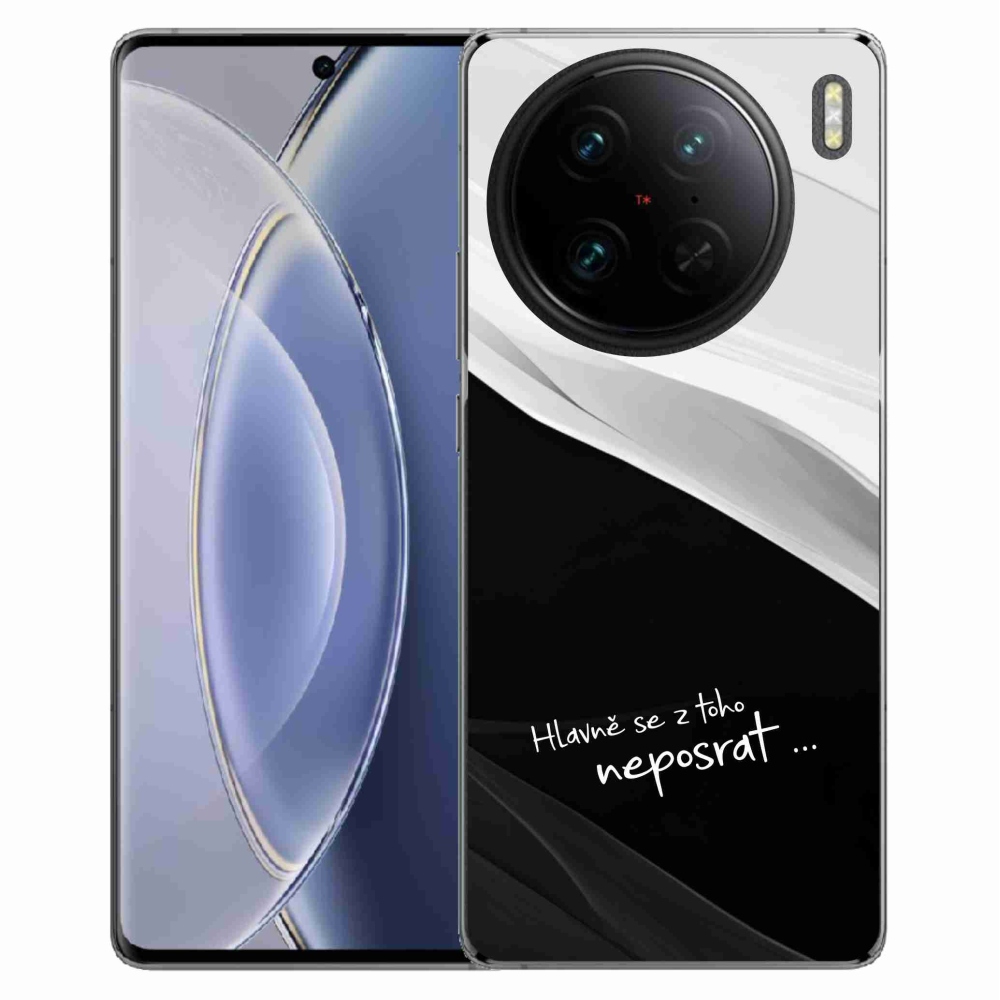 Gél borító mmCase a Vivo X90 Pro készülékhez - vicces szöveg 13 fekete és fehér háttérrel