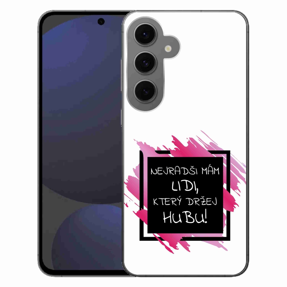 Gél borító mmCase Samsung Galaxy S24 FE - vicces szöveg 7 fekete-fehér háttérrel