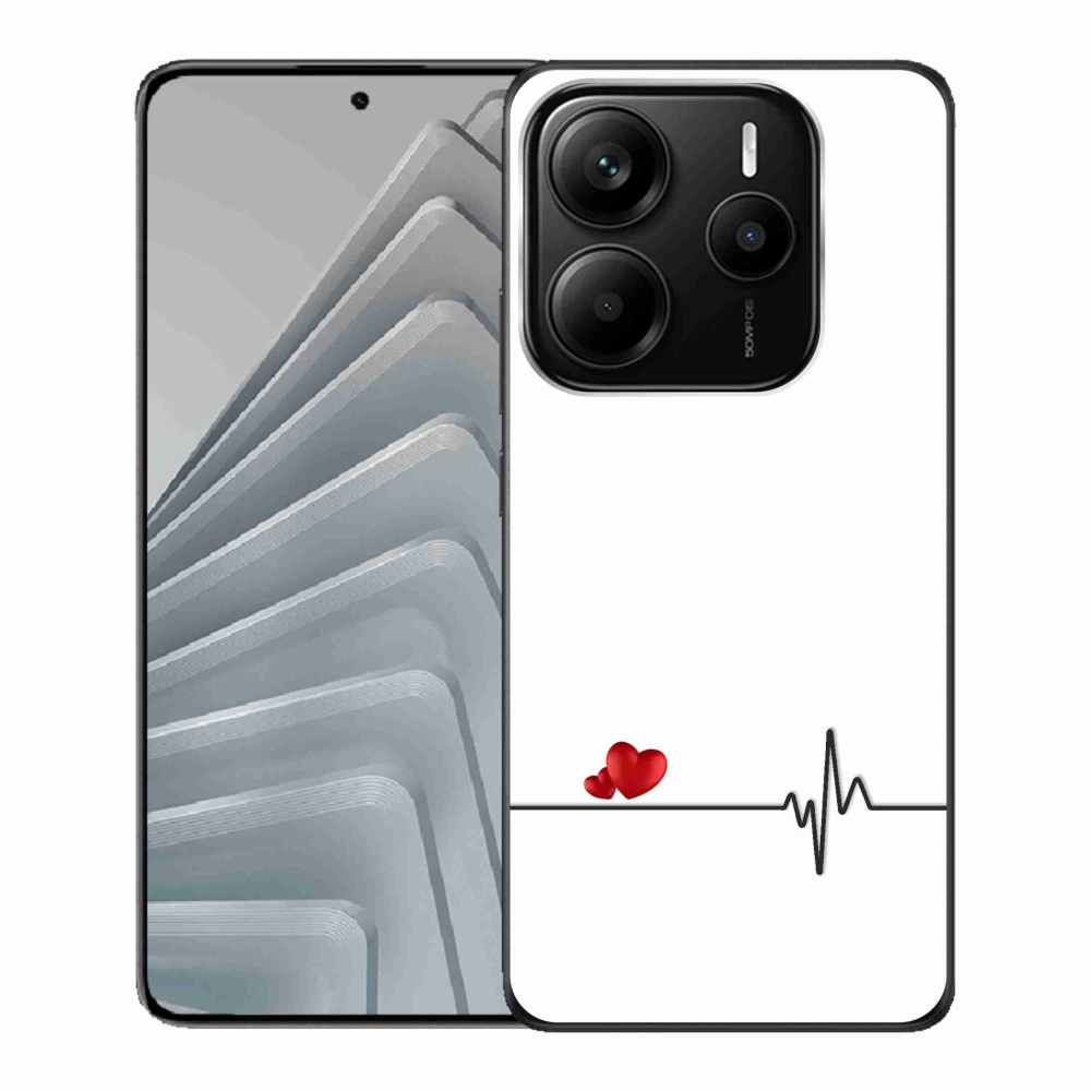 Gél borító mmCase a Xiaomi Redmi Note 14 5G-hez - szív és szívverés fehér háttérrel